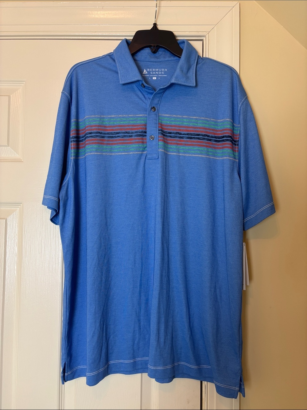 NWT Bermuda Sands Blue Striped Polo Shirt size XL